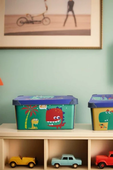Style Box Dude Desenli 10 L Dekoratif Oyuncak ve Saklama Kutusu