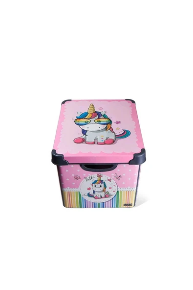 Style Box Retro Unicorn Desenli 20 L Dekoratif Oyuncak ve Saklama Kutusu