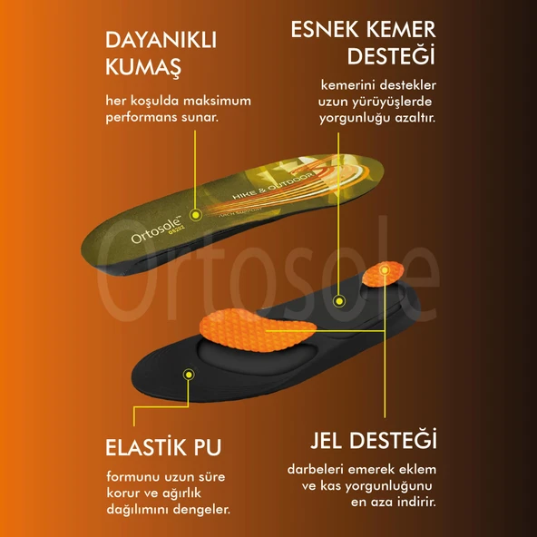 OS202 | Ark Ve Jel Destekli, Zorlu Arazi Ve Tırmanışlar Için Topuk Destekli Ortopedik Iç Tabanlık - 3
