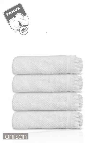 4'lı Beyaz Jelena El Havlusu - 50x90 Cm, 225 Gr, %100 Pamuk, Spa Ve Otel Havlusu, Günlük Kullanıma Uygun - Resim 2