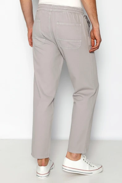 Erkek Beli Lastikli Ve Bağcıklı Gabardin Baggy Pantolon - 12