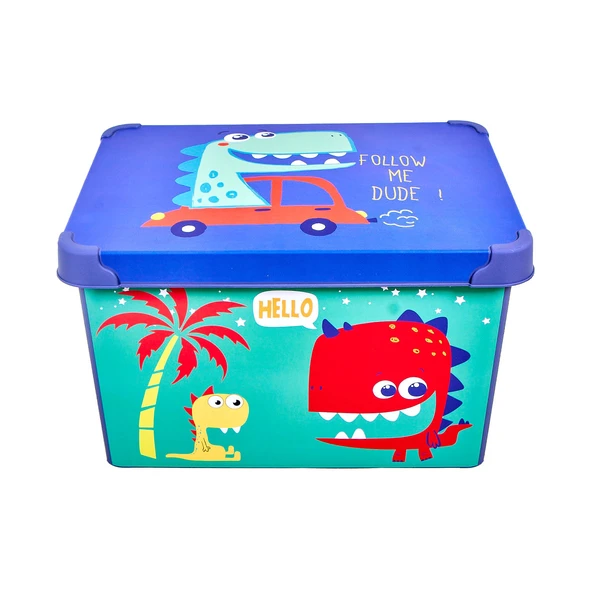 Style Box Dude Desenli 20 L Dekoratif Oyuncak ve Saklama Kutusu - 2
