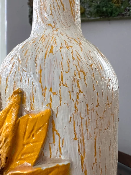 El Yapımı Ayçiçek Kabartmalı Yağdanlık – Dekoratif Zeytinyağı & Sirke Şişesi Sosluk| Rustik Mutfak Aksesuarı - 7