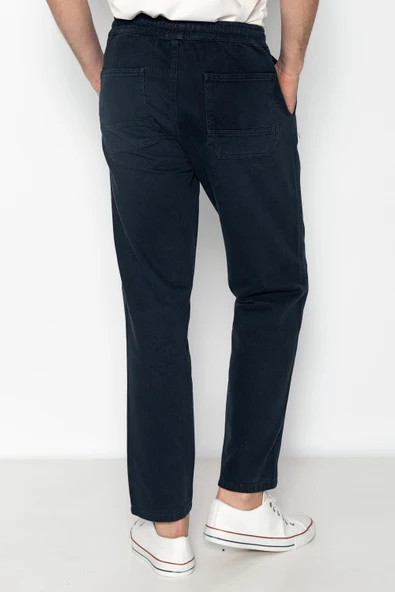 Erkek Beli Lastikli Ve Bağcıklı Gabardin Baggy Pantolon - 8