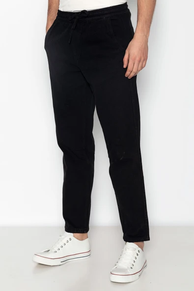 Erkek Beli Lastikli Ve Bağcıklı Gabardin Baggy Pantolon - 3