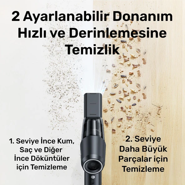 Usams ZB291 6in1 Üfleme Şişirme Güvenlik Kırıcı/Kesici Özellikli Taşınablir Araç ve El Süpürgesi - 7