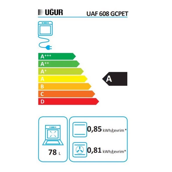 Uğur UAF 608 GCPET Gri Ankastre Fırın - 2