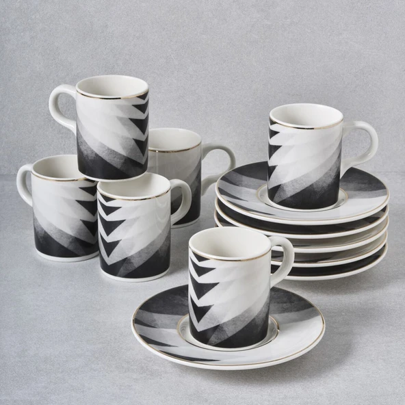 GÜRAL PORSELEN Camelia 12 Parça 6 Kişilik Kahve Fincan Takımı 5599 ürün görseli 1