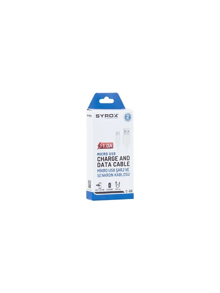 Syrox C66 Micro USB 1.0A Şarj ve Data Kablosu 1 mt - 2