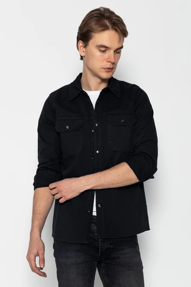 Erkek Regular Fit Baharlık Pamuk Gömlek Ceket - 12