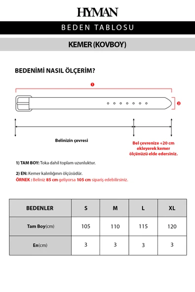 Erkek Kovboy Tokalı %100 Deri Kemer - 4