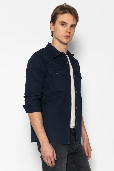 Erkek Regular Fit Baharlık Pamuk Gömlek Ceket - 2