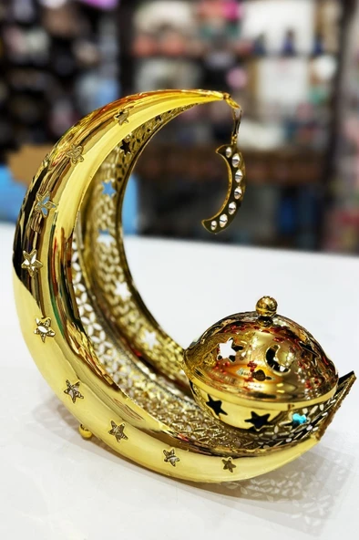 Beysüs Ramazan Metal Dekarasyon Tütsülük Mumluk Gold 20 cm