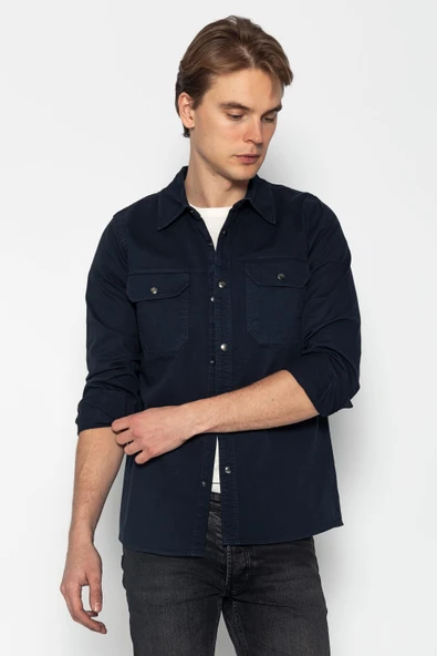 Erkek Regular Fit Baharlık Pamuk Gömlek Ceket - 3