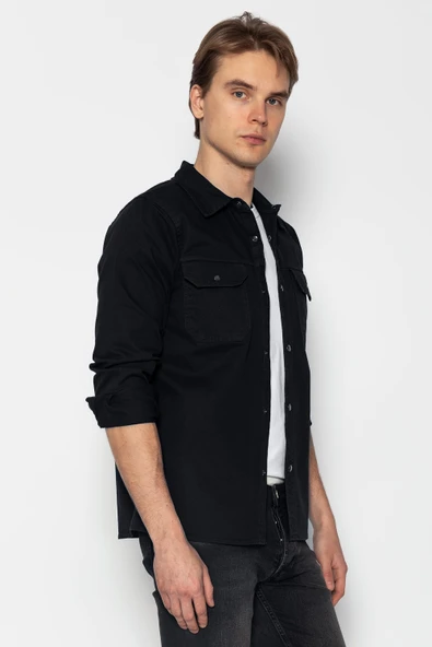 Erkek Regular Fit Baharlık Pamuk Gömlek Ceket - 11