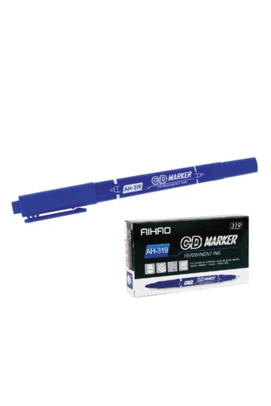 Aihao Asetat Kalemi Permanent Çift Taraflı Mavi AH-319 - 2