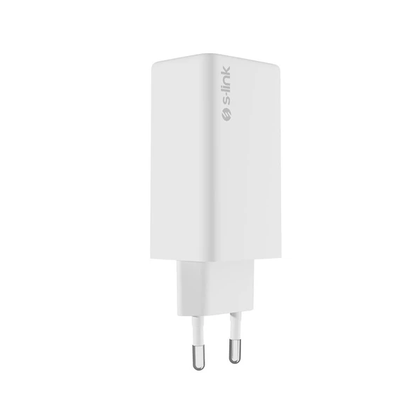 S-link SL-ECG65 2*USB-C + USB-A GAN PD 65W / QC 18W Type GAN PD/PPS Beyaz EV/NOTEBOOK Şarj Adaptör - 3