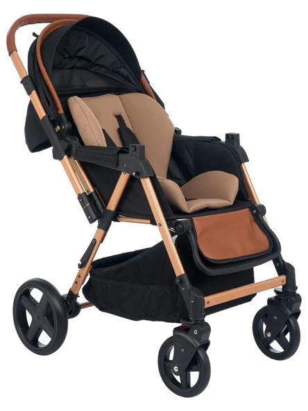 Bonibos Yukon Çift Yönlü Bebek Arabası Gold Siyah - 4