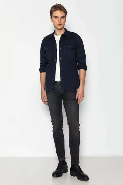 Erkek Regular Fit Baharlık Pamuk Gömlek Ceket - 4