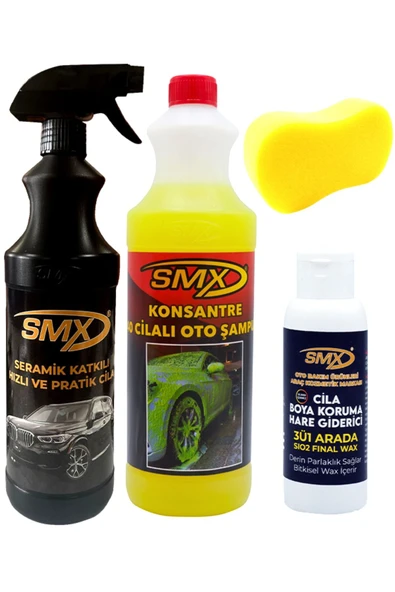SMX Seramik Katkılı Hızlı Ve Pratik Cila / Cilalı Oto Şampuanı / Hare Giderici / Yıkama Süngeri ürün görseli 1