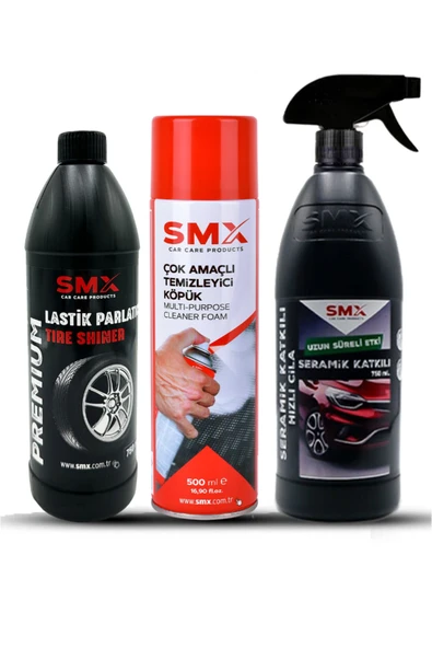 SMX Çok Amaçlı Temizleyici Köpük + Seramik Katkılı Hızlı Ve Pratik Cila + Adet Lastik Parlatma Spreyi ürün görseli 1