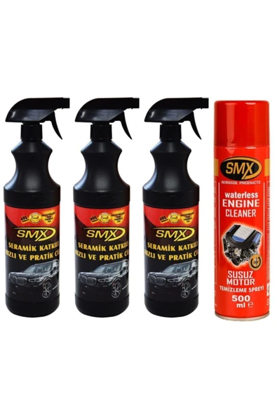 SMX 3 Adet Seramik Katkılı Hızlı Ve Pratik Cila - 1 Adet Susuz Motor Temizleme Spreyi