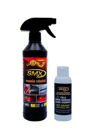 SMX Vernik Sökücü (500 Ml) + Hediye Cila, Boya Koruma Ve Hare Giderici 3'ü 1 Arada (100ml)