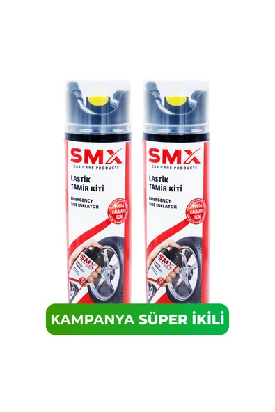 SMX Lastik Tamir Kiti (500ml) 2'Lİ - Lastik Onarım Spreyi, Oto İlk Yardım, Acil Lastik Şişirici Uyumlu ürün görseli 1