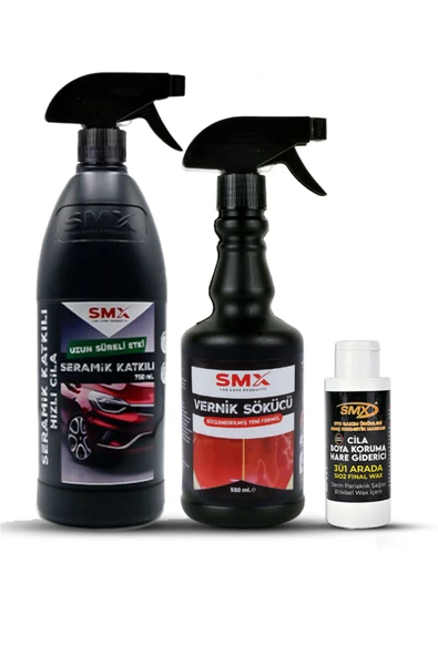SMX Seramik Katkılı Hızlı Ve Pratik Cila + Vernik Sökücü + Cila - Boya Koruma - Hare Giderici 3'ü Bi - 1