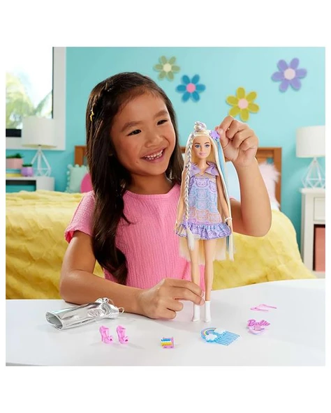 Barbie Upuzun Muhteşem Saçlı Bebek Saç Tasarım Oyun Seti JCT72 - 4