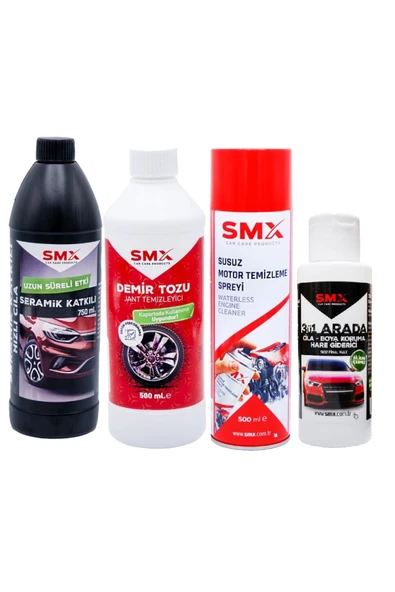 SMX Demir Tozu & Jant Temizleyici + Seramik Katkılı Hızlı ve Pratik Cila + Susuz Motor Temizleme Spreyi ürün görseli 1