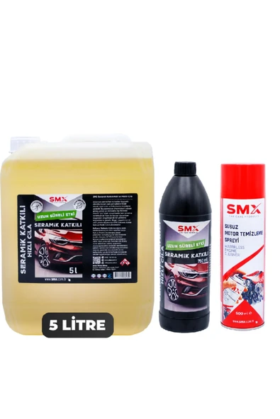 SMX Seramik Katkılı Hızlı Cila 5 LT - 750 ML - Susuz Motor Temizleme 500 ML Uyumlu ürün görseli 1