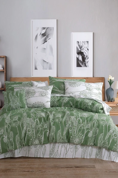 Çift Kişilik Nevresim Takımı Pamuklu Yeşil Düşler - 2