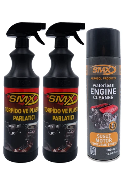 SMX 2 Adet Torpido Ve Plastik Parlatıcı - Susuz Motor Temizleme Spreyi ürün görseli 1