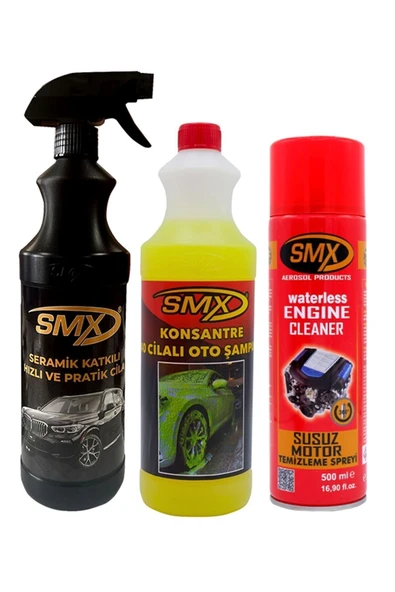 SMX Susuz Motor Temizleme Spreyi / Seramik Cila / Hızlı Cila / Pratik Cila / %40 Cilalı Oto Şampuan