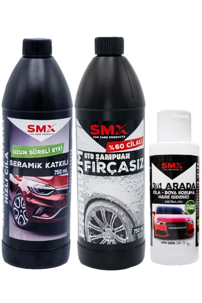 SMX Seramik Katkılı Hızlı Cila - %40 Cilalı Oto Şampuan - 3'ü1 Arada(hare Giderici&boya Koruma&cila) ürün görseli 1
