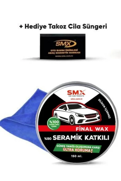 SMX Final Wax 150ml Kadife Bez 50x70 Hediye Takoz Cila Süngeri