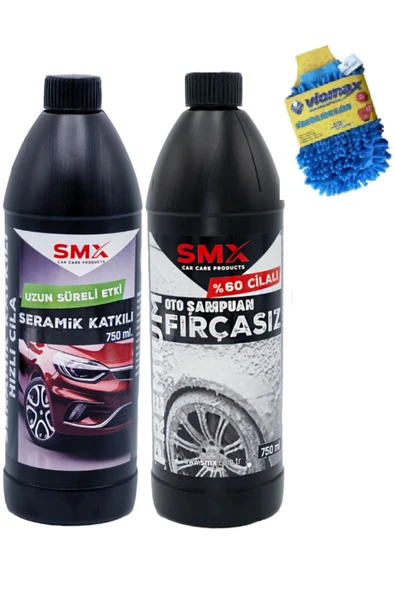 SMX Seramik Katkılı Hızlı ve Pratik Cila Cilalı Oto Şampuanı Oto Yıkama Eldiveni ürün görseli 1