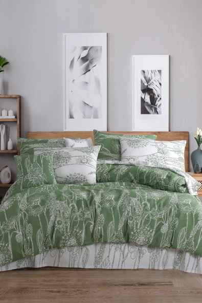 Çift Kişilik Nevresim Takımı Pamuklu Yeşil Düşler