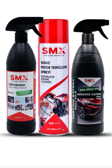 SMX Susuz Motor Temizleme Spreyi + Seramik Katkılı Hızlı ve Pratik Cila + Nano Temizleyici Genel Amaçlı