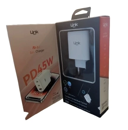 LİNKTECH 45w USB + USB-C (TYPE-C) Süper Hızlı Şarj Adaptörü Orjinal Muadil Ürün