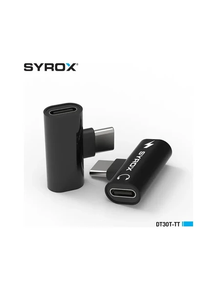 Syrox DT30T-TT 3.0A Type-C To Type-C Dönüştürücü - Siyah