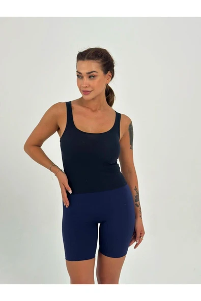 Kaşkorse Kumaş Geniş Askılı Crop Bluz - 11