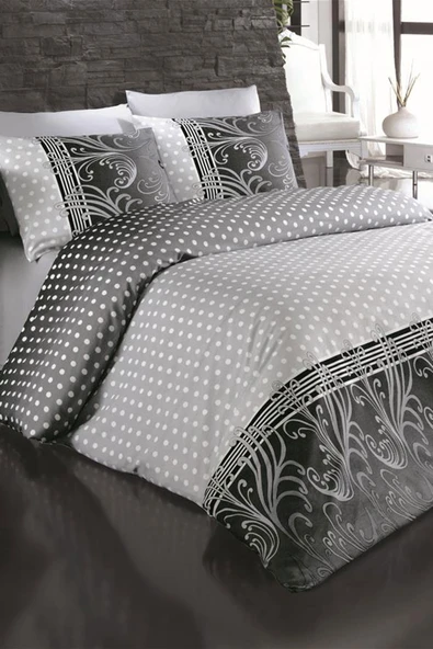 Çift Kişilik Nevresim Takımı Pamuklu Siyah İnci - 2