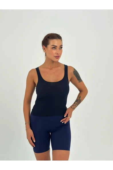 Kaşkorse Kumaş Geniş Askılı Crop Bluz - 12