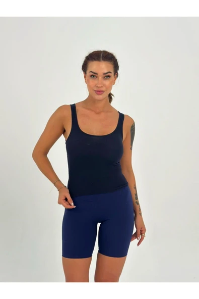 Kaşkorse Kumaş Geniş Askılı Crop Bluz - 8