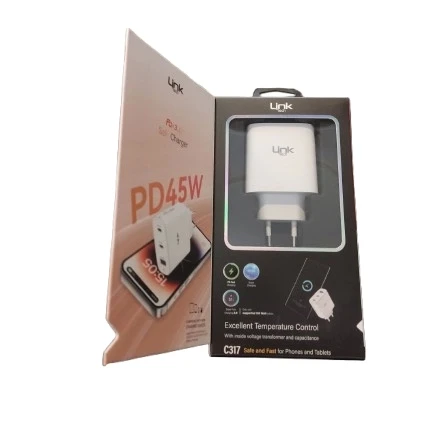 LİNKTECH 45w USB + USB-C (TYPE-C) Süper Hızlı Şarj Aleti Adaptörü Orjinal Muadil Ürün - 9