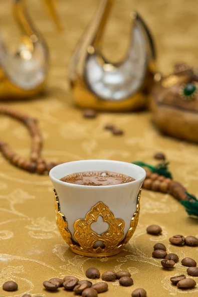 Sena 6 Kişilik Porselenli Zemzem Mırra Takımı Altın Renkli - 2