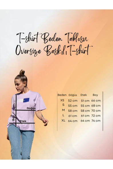 Kadın Oversize Fit Bisiklet Yaka Baskılı Kısa Kollu T-shirt - 12