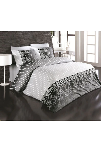 Çift Kişilik Nevresim Takımı Pamuklu Siyah İnci - 3